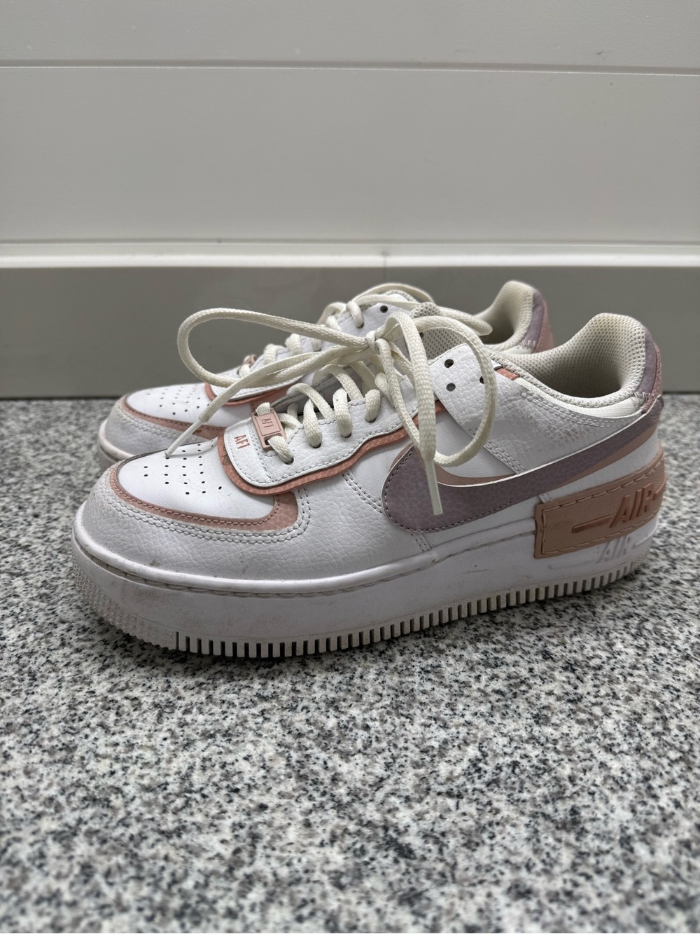 Nike White Sneakers with Pink and Lavender Accents